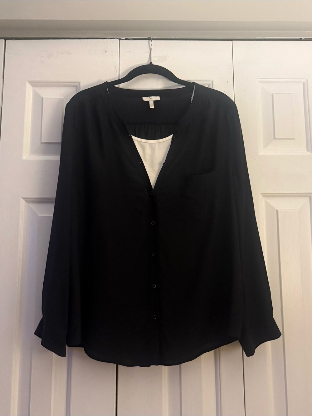 Joie Black Sheer Button Down Blouse Lightweight Long Sleeve Top